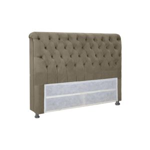 Painel De Cama Box Estofada King Imperatriz Plus Suede Marrom Taupe - Simbal