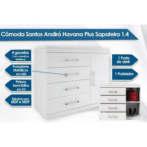 Cômoda Solteiro 1.4 Plus C/ 1 Porta E 4 Gavetas Jatobá/areia - Santos Andirá