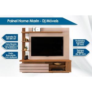 Rack Bancada C/ Painel P/ Tv Até 55 Pol Marin 1 Porta E Torre Ripada 160x153cm Bali/cedro - Dj Móveis