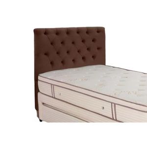 Painel De Cama Box Estofada Solteiro Embaixatriz Plus Suede Marrom Chocolate - Simbal
