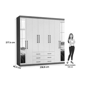 Guarda Roupa 8 Portas (2 C- Espelho) E 6 Gavetas Master 8.6 Jatobá-areia - Santos Andirá