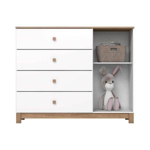 Cômoda Bebê Aconchego C- 1 Porta E 4 Gavetas Branco-jequitiba - Henn