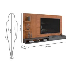 Painel Quarto P- Tv Até 60 Polegadas Bento Ripado C- Prateleiras 190x107cm Cedro-bali - Dj Móveis