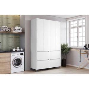 Multiuso Lavanderia Rainha C- 4 Portas E 4 Gavetas 140cm Branca - Nesher