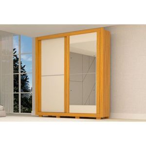 Guarda Roupas 2 Portas De Correr (1 C- Espelho) E 3 Gavetas Nicole Nature-off White - Acp