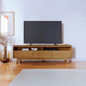 Rack Bancada Serena 3 Gavetas Para Tv De 75 Polegadas Cumaru