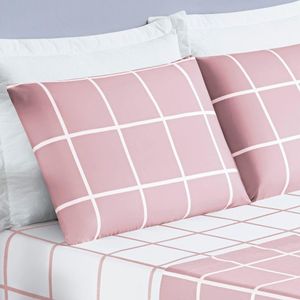 Jogo De Cama Com Lençol De Cima 200 Fios Austin Casal 04 Peças - Rosa