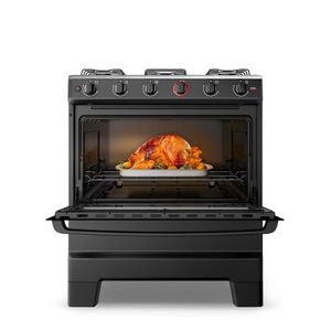 Fogão Esmaltec 5 Bocas Ideal Super Mesa De Aço Inox Preto F5IAP Bivolt