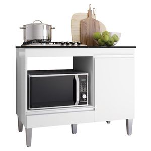 Balcão De Cozinha Para Cooktop E Forno Microondas Carla Branco - Ajl Móveis