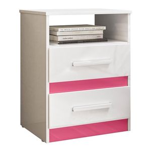 Mesa De Cabeceira Apolo 2 Gavetas Flex Branco Rosa Moval Branco Rosa