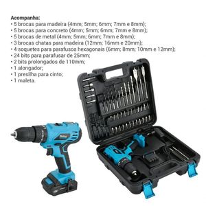 Parafusadeira Philco Force PPF120MF 3 Em 1 Com Maleta E Acessórios Azul Bivolt