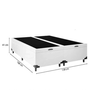 Cama Baú Casal 138 Bipartido Tecido Sintético Branco Com Colchão Marrocos - Poliéster - Espuma D33 30cm