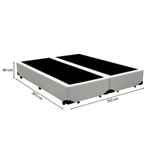 Cama Box King 193 Tecido Sintético Branco Com Colchão Marrocos - Poliéster - Espuma D33 30cm