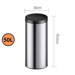 Lixeira Automática Redonda 50l Com Sensor Prática E Moderna Cor:aço Inox