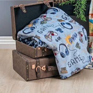 Manta Solteiro Infantil Bouti Kids Flannel Microfibra 1 Peça Game