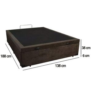Cama Box Baú Casal Suede Serene Marrom 138x188x44