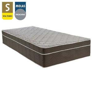 Cama Box Solteiro Sintético + Colchão De Molas Ensacadas - Serene - 88cm Branco