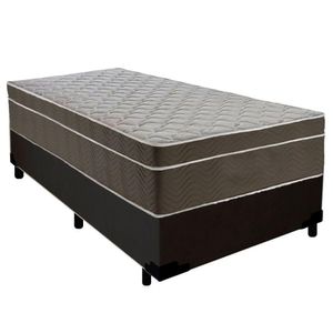 Cama Box Suede Solteiro + Colchão Serene Molas Ensacadas 88x188x65 Preto