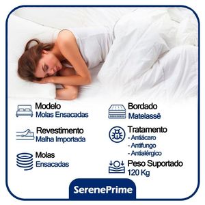 Cama Box Suede Solteiro + Colchão Serene Molas Ensacadas 88x188x65 Cinza