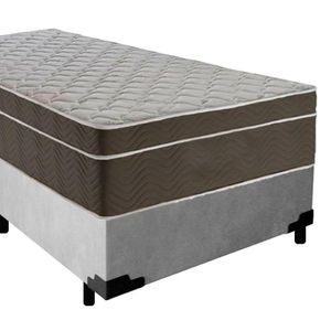 Cama Box Suede Solteiro + Colchão Serene Molas Ensacadas 88x188x65 Cinza