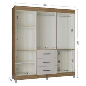 Guarda Roupa Sevilha 6 Portas 3 Gavetas Poquema Castanho/off White