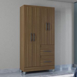 Guarda Roupa Capri 4 Portas 2 Gavetas Poquema Castanho