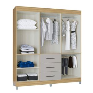Guarda Roupa Sevilha 6 Portas 3 Gavetas Poquema Damasco/off White