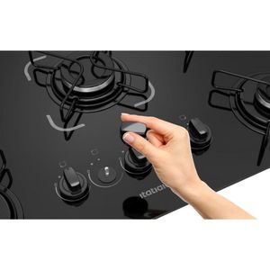 Cooktop 4 Bocas Itatiaia A Gás Em Aço Inox E Mesa Vidro Temperado Essencial Preto - Bivolt