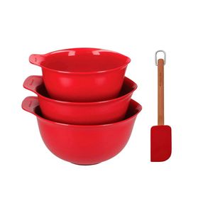 KIT KITCHENAID 3 TIGELAS BOWLS E 1 ESPÁTULA RASPADORA VERMELHA