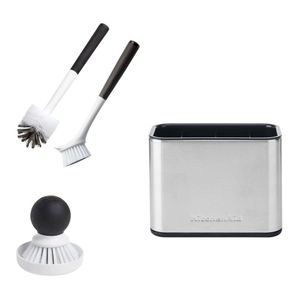 KIT KITCHENAID PORTA ESCOVA E ESPONJA ESCOVAS PARA LIMPEZA DE LOUÇA E ESCOVA DE PALMA HIGIENICA LIMPEZA