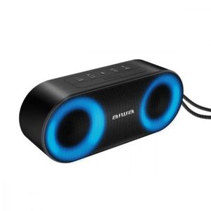 Caixa De Som Speaker Aiwa Bluetooth Luzes Multicores Ip65 Preto Bivolt
