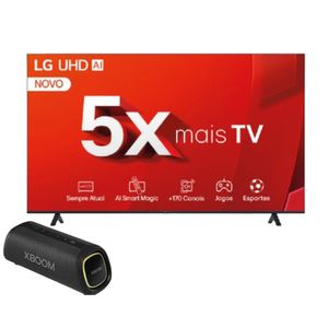 Compre Smart TV LG 75" 4K UHD UT80 e Ganhe Caixa de Som LG XBoom Preto XG5S