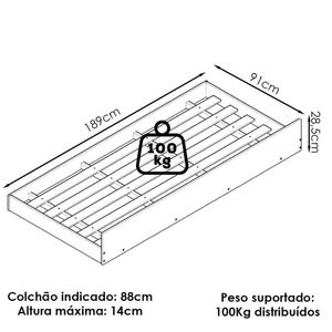 Cama Auxiliar Solteiro Barcelona Off White Tebar Off White
