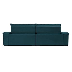 Sofá Retrátil E Reclinável 2,15m Molas Ensacadas Cama Inbox Big Space Com Bordado 3d Velusoft Petróleo