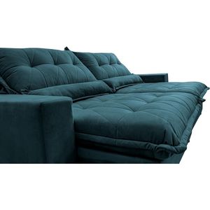Sofa Retrátil E Reclinável 2,72m Com Molas Ensacadas Cama Inbox Soft Tecido Velusoft Petróleo