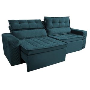 Sofá Retrátil E Reclinável 2,00m Cama Inbox Charm Velusoft Petróleo