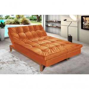 Sofá Cama Versátil Pés De Madeira Terracora 174