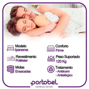 Cama Box Casal Sintético + Colchão De Molas Ensacadas Portobel Ipanema 138x188x65cm Marrom