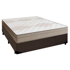 Cama Box Casal Sintético + Colchão De Molas Ensacadas Portobel Ipanema 138x188x65cm Marrom