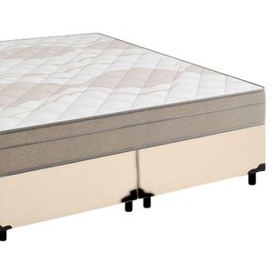 Cama Box Casal Bipartido Sintético + Colchão De Molas Ensacadas Portobel Ipanema 138x188x65cm Bege