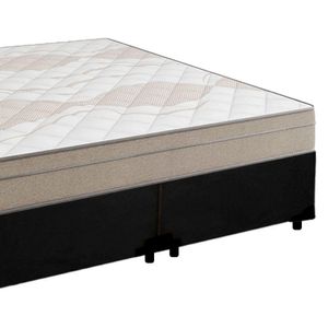 Cama Box Casal Bipartido Suede + Colchão De Molas Ensacadas Portobel Ipanema 138x188x65cm Preto