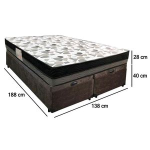 Cama Box Baú Casal Suede Bipartido + Colchão Ortobom Iso Dupla Face 138x188x60 Marrom
