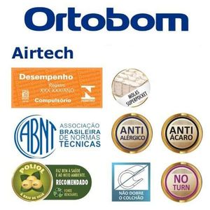 Cama Box Baú Queen Sintético Bipartido + Colchão Ortobom Airtech Molas Ensacadas 158x198x65 Bege
