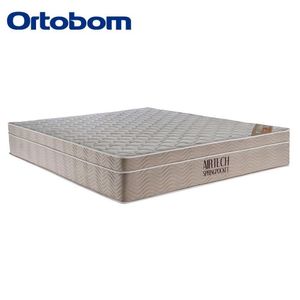 Cama Box Baú Casal Sintético Bipartido + Colchão Ortobom Airtech Molas Ensacadas 138x188x65 Bege