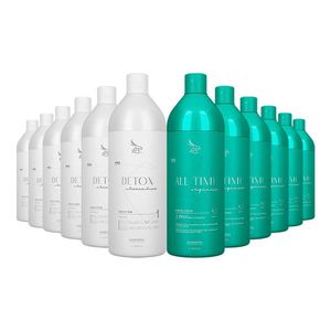Kit 6 Escovas Progressivas Zap All Time Orgânica + 6 Shampoos Detox 1 Litro