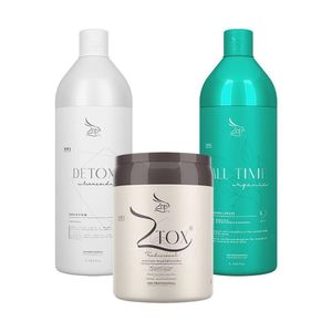 Kit Escova Progressiva Zap All Time + Shampoo Detox 1 Litro + Máscara Óleo De Mecadâmia & Chia 950g