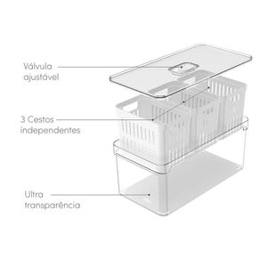 Organizador De Geladeira Com Cesto Clear Fresh 5 L Transparente Ou