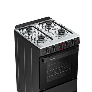 Fogão Esmaltec 4 Bocas Ideal Super Mesa De Aço Inox Preto F4IAP Bivolt