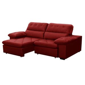 Sofa Retratil Reclinavel 2 Lugares 2,90m Crystal Veludo Bordô Lansofbr
