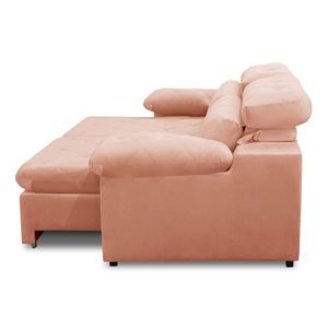 Sofa Retratil Reclinavel 2 Lugares 2,90m Crystal Veludo Rosê Lansofbr